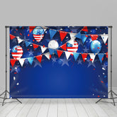 Lofaris Blue Stripe Balloon Stars Independence Day Backdrop